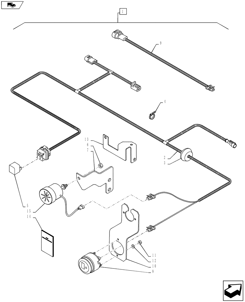 Схема запчастей Case IH PUMA 145 - (88.055.14[01]) - DIA KIT, REVERSE ALARM AND LIGHT - HARNESS AND RELATED PARTS - C7195 (88) - ACCESSORIES