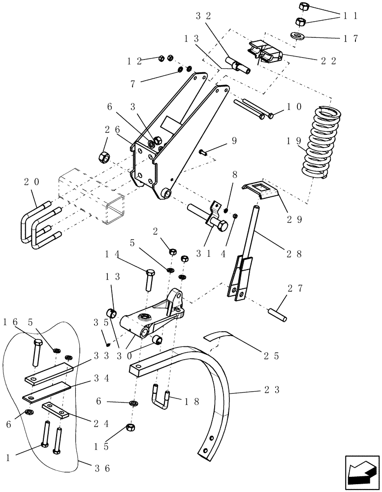 Схема запчастей Case IH PTX300 - (5.150.1) - 650 POUND RELEASE TRIPS AND SHANKS Related Equipment
