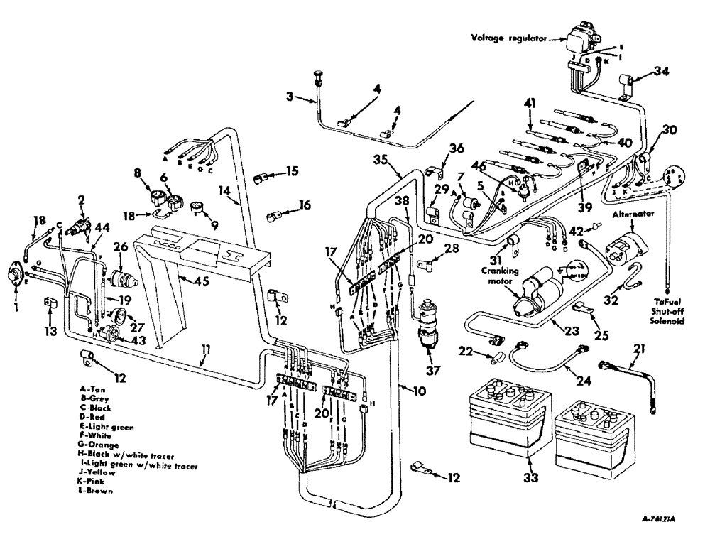 Схема запчастей Case IH 503 - (415) - D-301 ENGINE 3-13/16 X 4.390, ELECTRICAL SYSTEM, WIRING DIAGRAM, COMBINE SERIAL NO. 3251 AND ABOVE (10) - ENGINE