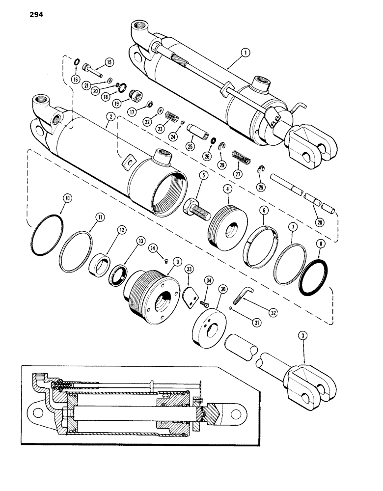 Схема запчастей Case IH 870 - (294) - G31945 REMOTE HYDRAULIC CYLINDER, 4 INCH BORE X 8 INCH STROKE, WITHOUT GLAND IDENTIFICATION GROOVE (08) - HYDRAULICS