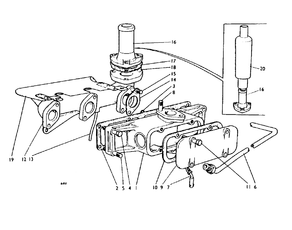 Схема запчастей Case IH 885 - (A68) - ENGINE, MANIFOLDS AND SILENCER, 885 GASOLINE TRACTORS (01) - ENGINE