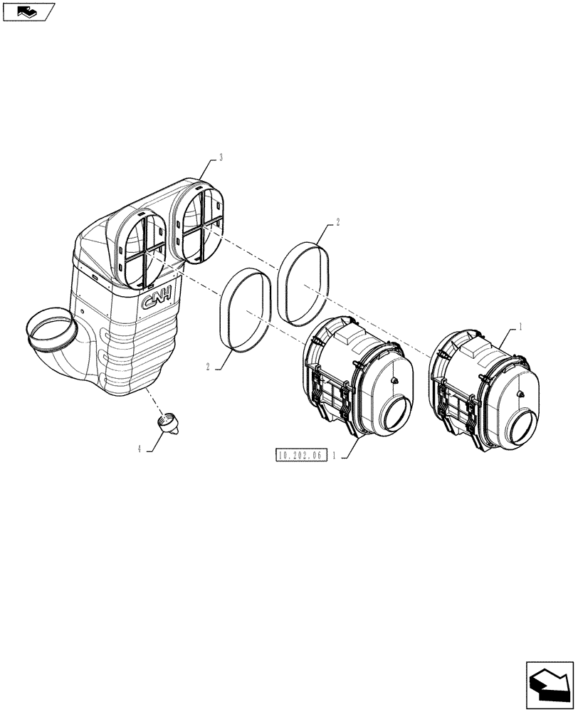 Схема запчастей Case IH STEIGER 500 - (10.202.05) - AIR CLEANER & PLENUM (10) - ENGINE