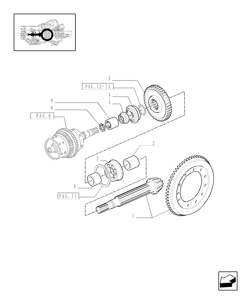 Схема запчастей Case IH MXM175 - (1.32.1/01[08]) - CENTRAL REDUCTION GEARS (03) - TRANSMISSION