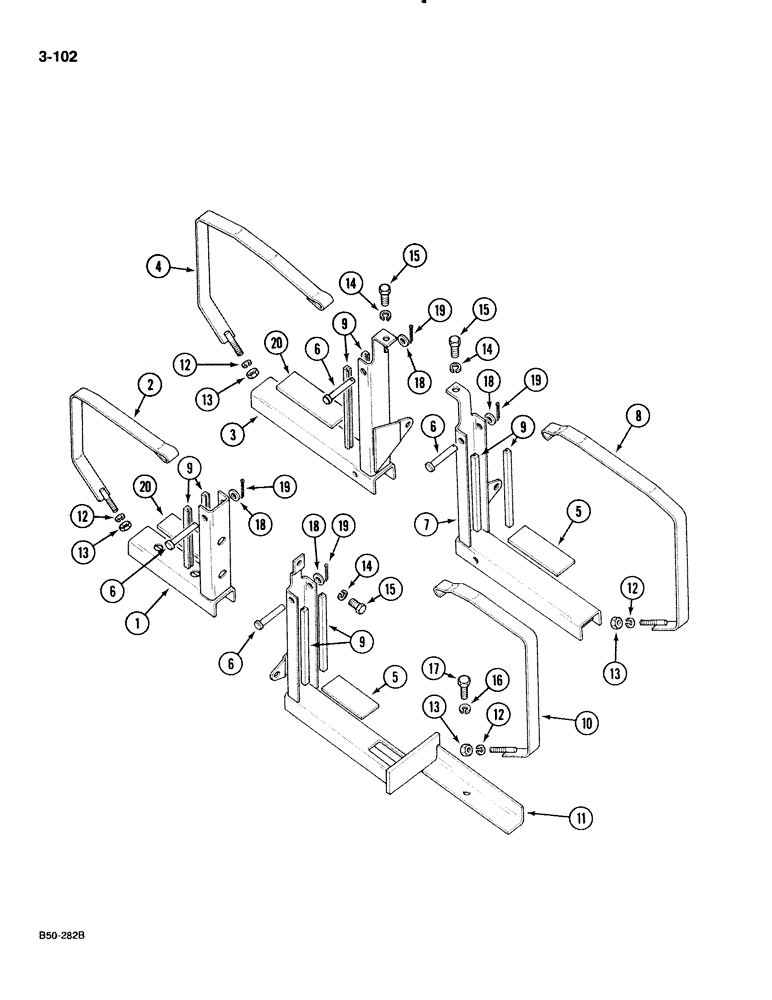 Схема запчастей Case IH 885 - (3-102) - FUEL TANK MOUNTINGS (03) - FUEL SYSTEM