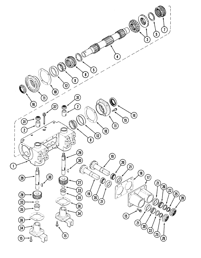 Схема запчастей Case IH 1054 - (09-19) - STALK ROLL DRIVE GEAR ASSEMBLY (09) - CHASSIS