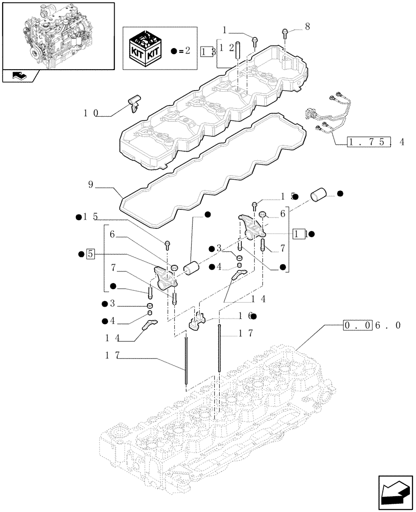 Схема запчастей Case IH PUMA 155 - (0.06.6) - ROCKER SHAFT (01) - ENGINE