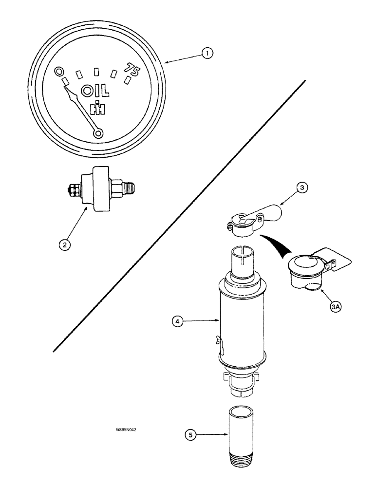 Схема запчастей Case IH D-301 - (3-48) - OIL PRESSURE GAUGE AND SWITCH / SPARK ARRESTER, 403 AND 403 HILLSIDE COMBINES 