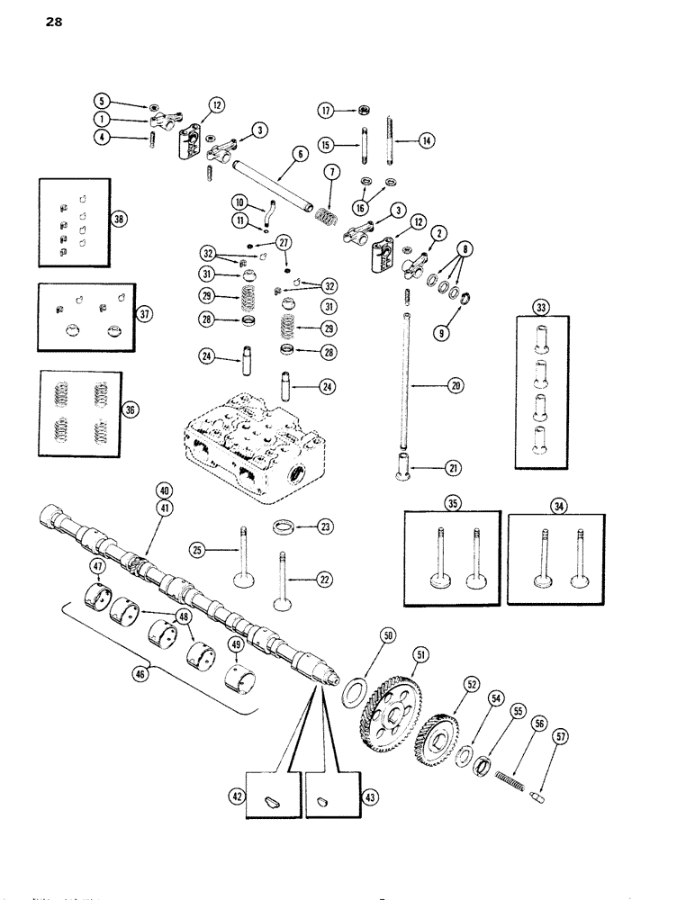 Схема запчастей Case IH 1090 - (028) - VALVE MECHANISM AND CAMSHAFT, (451B) DIESEL ENGINE (02) - ENGINE