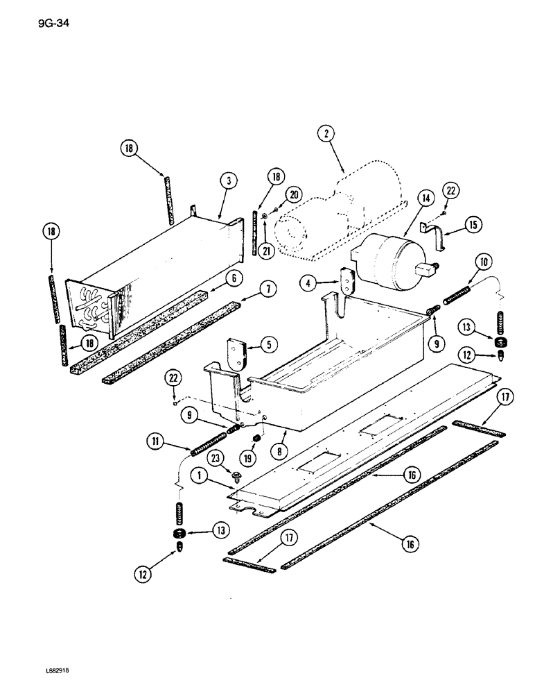 Схема запчастей Case IH 1640 - (9G-34) - EVAPORATOR-HEATER CORE, AND BLOWER MOUNTING (10) - CAB & AIR CONDITIONING