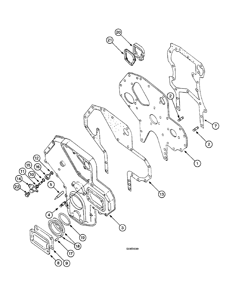 Схема запчастей Case IH D-310 - (5-014) - CRANKCASE FRONT COVER & RELATED PARTS, 706/756/686/HYDRO 86/95 COTTON HARVESTERS/715 COMBINES/782 