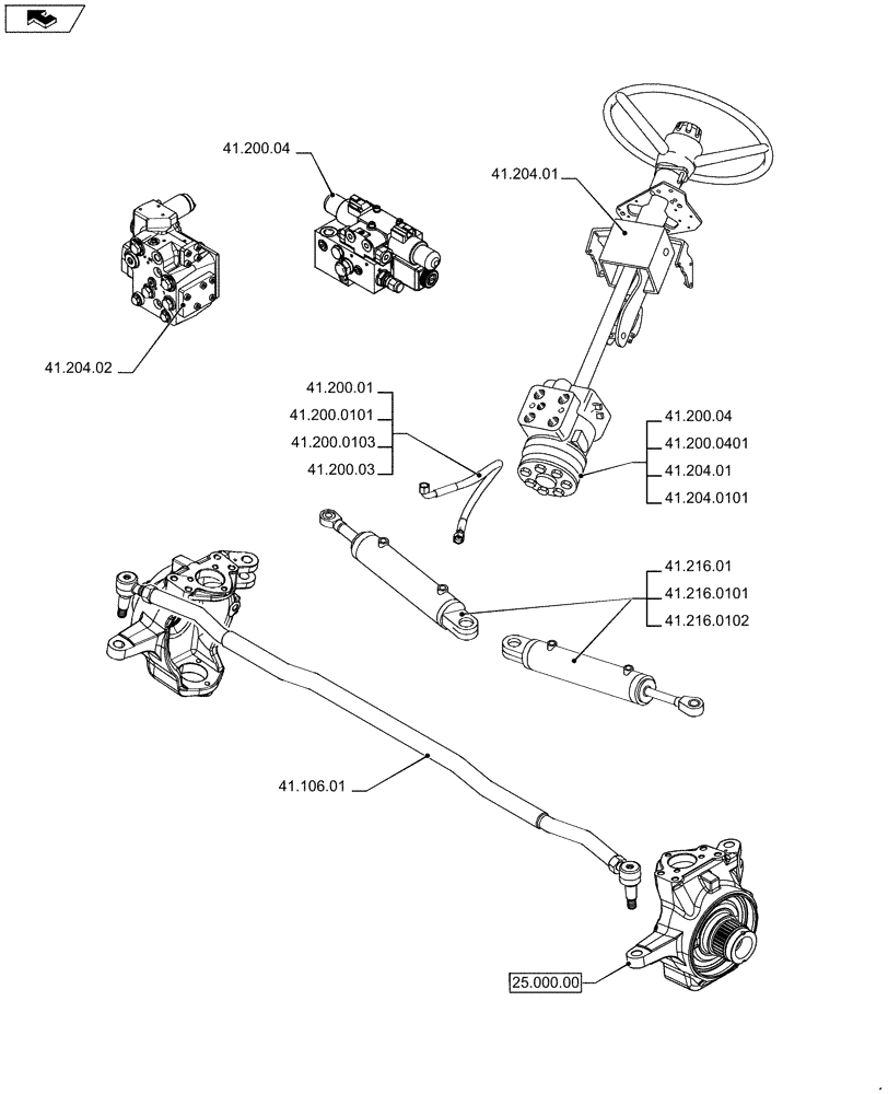 Схема запчастей Case IH PUMA 215 - (41.000.00) - PICTORIAL INDEX - STEERING (41) - STEERING