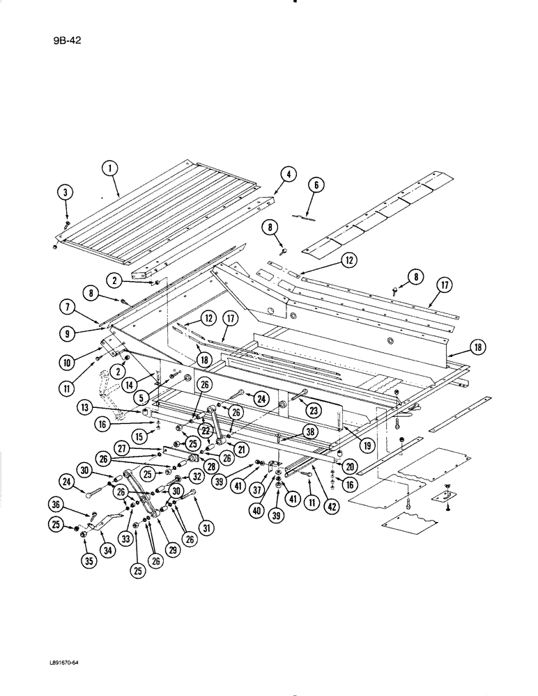 Схема запчастей Case IH 1670 - (9B-42) - CHAFFER SIEVE (14) - ROTOR, CONCANVES & SIEVE