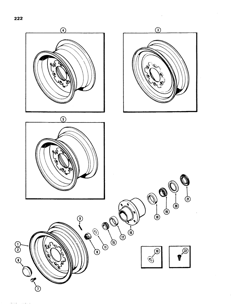 Схема запчастей Case IH 1070 - (0222) - FRONT WHEELS, WITH 6 BOLT HUB (05) - STEERING