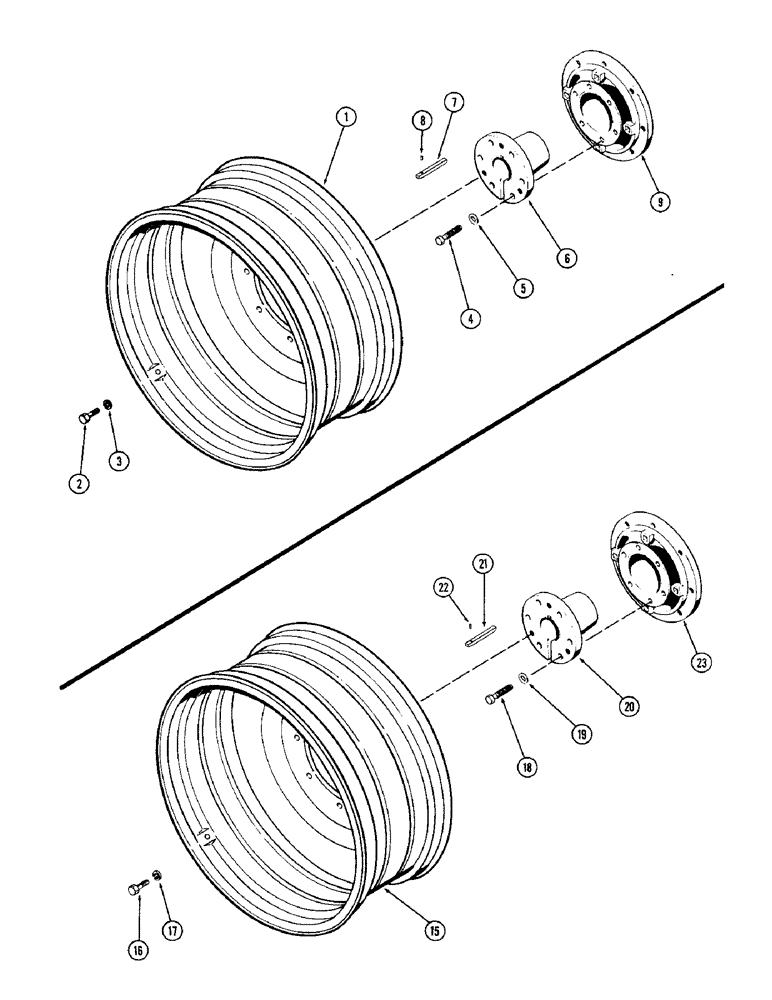 Схема запчастей Case IH 1370 - (234) - OUTER STEEL DUAL REAR WHEEL, WITH 38 INCH RIMS, USED WITH 3-1/2 INCH DIAMETER AXLE (06) - POWER TRAIN