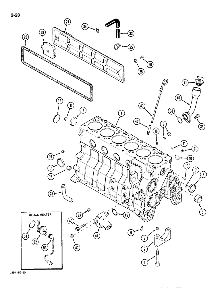 Схема запчастей Case IH 1896 - (2-28) - CYLINDER BLOCK, 6T-590 ENGINE (02) - ENGINE