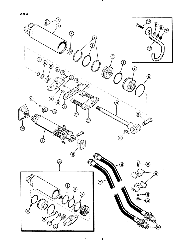 Схема запчастей Case IH 730 SERIES - (240) - 3-1/4" X 8" REMOTE HYDRAULIC CYLINDER, WITH MECHANICAL LIMIT STOP (08) - HYDRAULICS