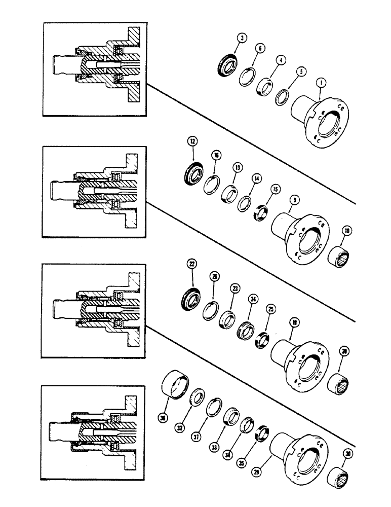 Схема запчастей Case IH 2670 - (158) - STEERING PUMP COVER AND SEALS, USE WITH A141906 PUMP WITHOUT NEEDLE BEARING (05) - STEERING