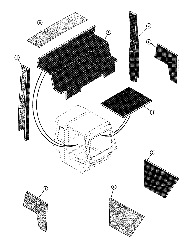 Схема запчастей Case IH 2470 - (494) - CAB, ACOUSTICAL COVERS, CAB SERIAL NO. 7864002 AND AFTER (09) - CHASSIS/ATTACHMENTS