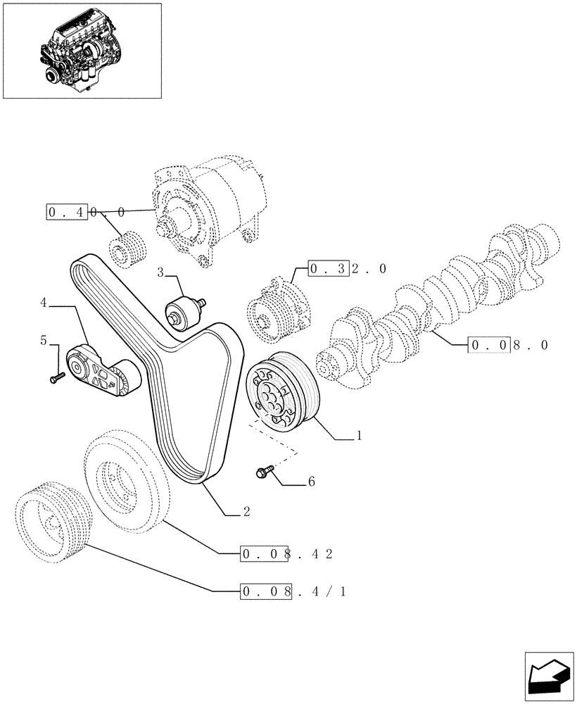 Схема запчастей Case IH F3AE0684P E906 - (0.08.4[01]) - PULLEY - CRANKSHAFT (504162364) 