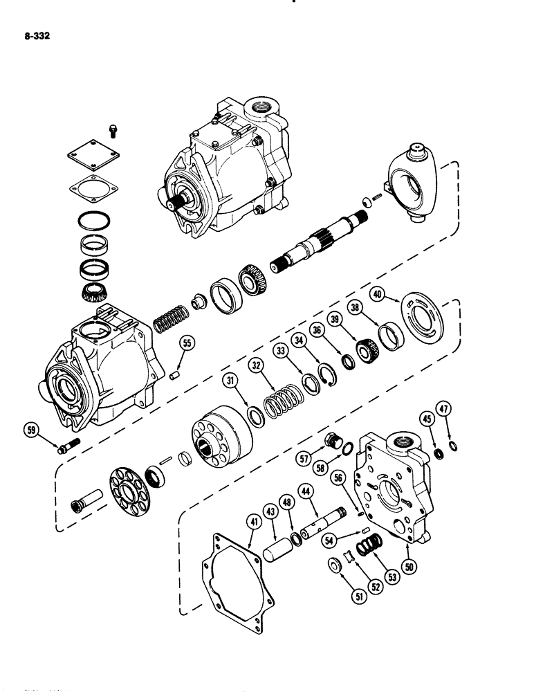 Схема запчастей Case IH 2294 - (8-332) - HYDRAULICS, GEAR AND PISTON PUMP ASSEMBLY (08) - HYDRAULICS