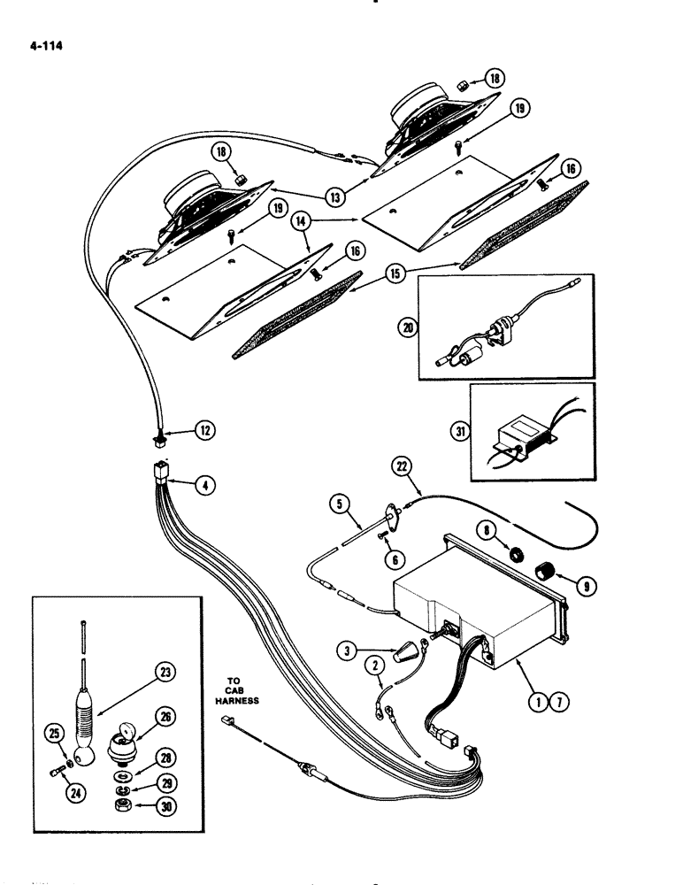 Схема запчастей Case IH 2294 - (4-114) - HEADLINER MOUNTED RADIO AND SPEAKERS (04) - ELECTRICAL SYSTEMS