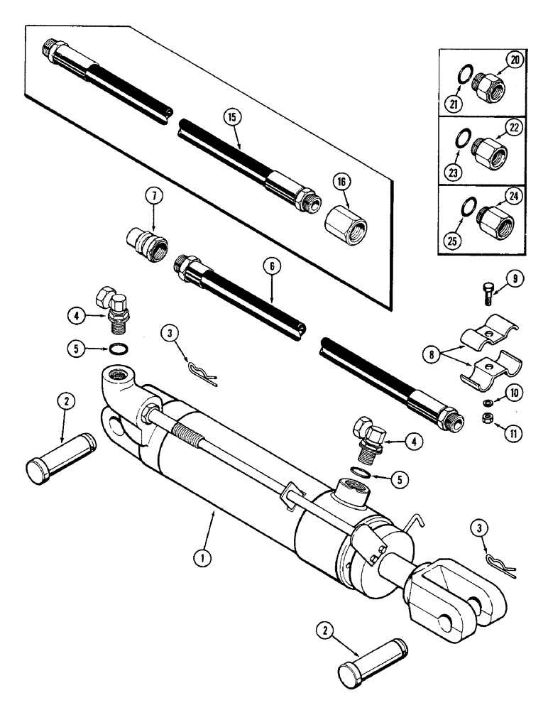 Схема запчастей Case IH 4890 - (8-310) - REMOTE HYDRAULIC ATTACHMENTS, HYDRAULIC CYLINDER, HOSES AND COUPLINGS (08) - HYDRAULICS