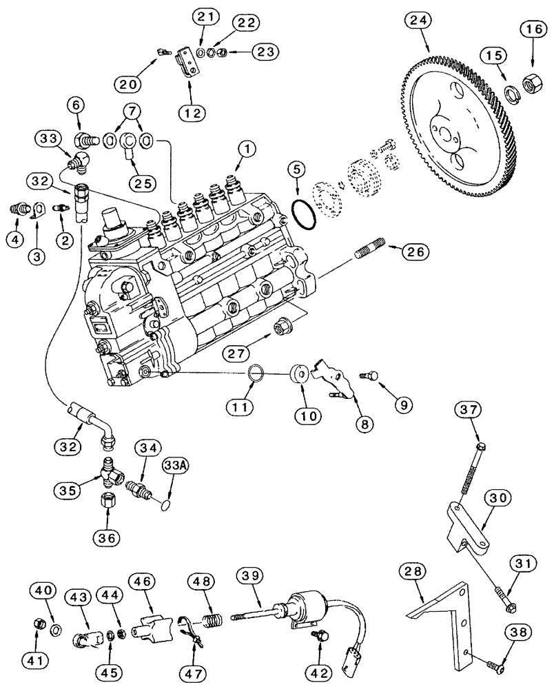 Схема запчастей Case IH SPX3310 - (03-027) - FUEL INJECTION PUMP (01) - ENGINE