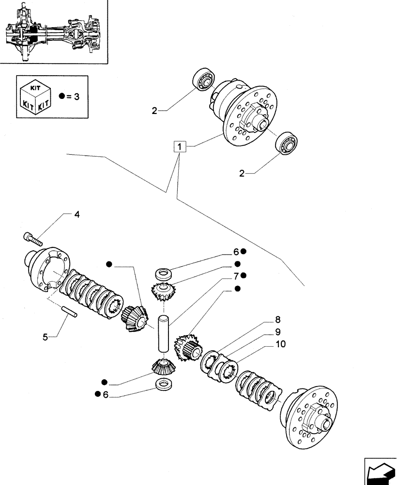 Схема запчастей Case IH JX85 - (1.40.3/07[01]) - (VAR.539) FRONT AXLE - DIFFERENTIAL LIM-SLIP (04) - FRONT AXLE & STEERING