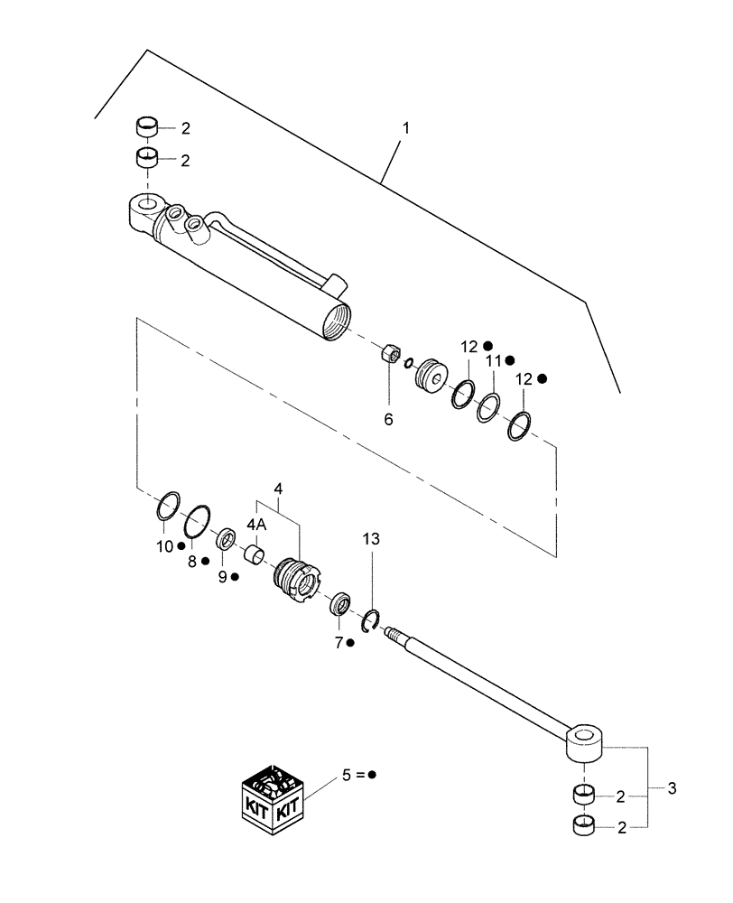 Схема запчастей Case IH FARMALL 31 - (04.08) - POWER STEERING CYLINDER, W/FWD (04) - FRONT AXLE & STEERING