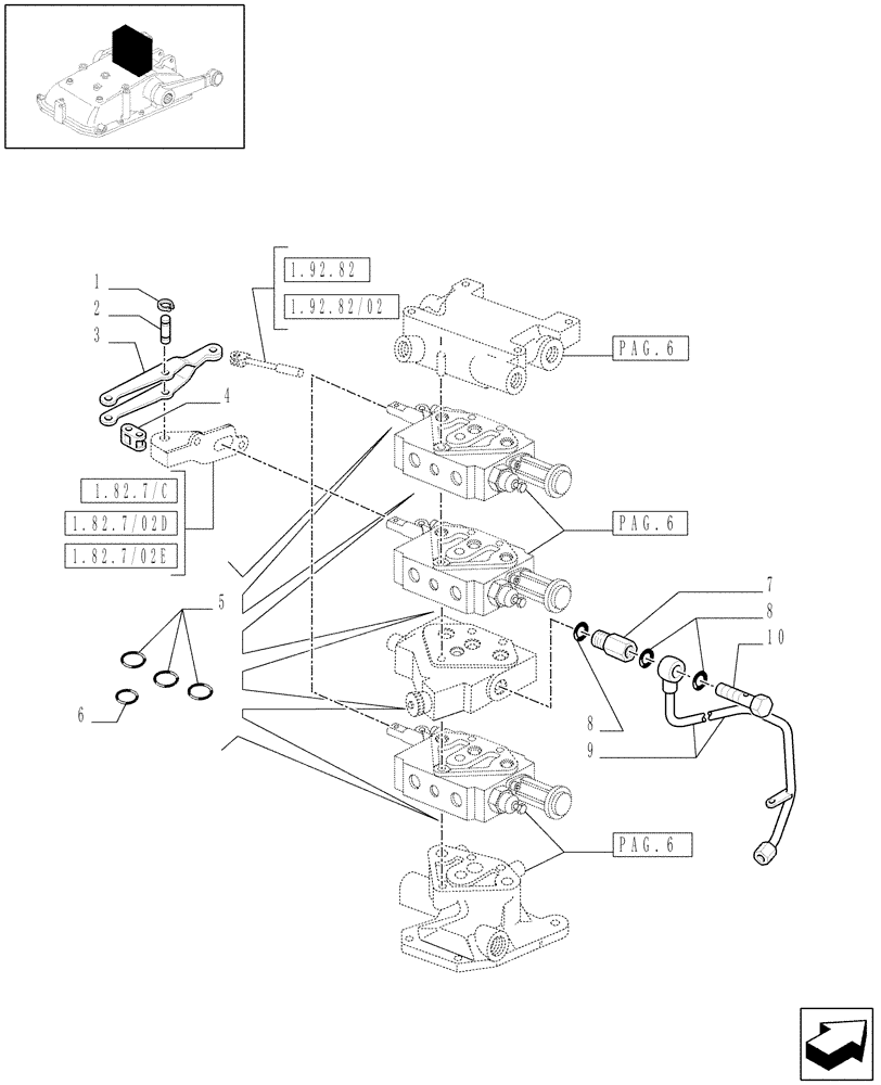 Схема запчастей Case IH JX1095N - (1.82.7/05[09]) - (VAR.419/1) 3 REMOTE VALVES FOR ELECTRONIC LIFTER W/HYD. DIVIDER - PIPES AND RINGS - D5484 (07) - HYDRAULIC SYSTEM