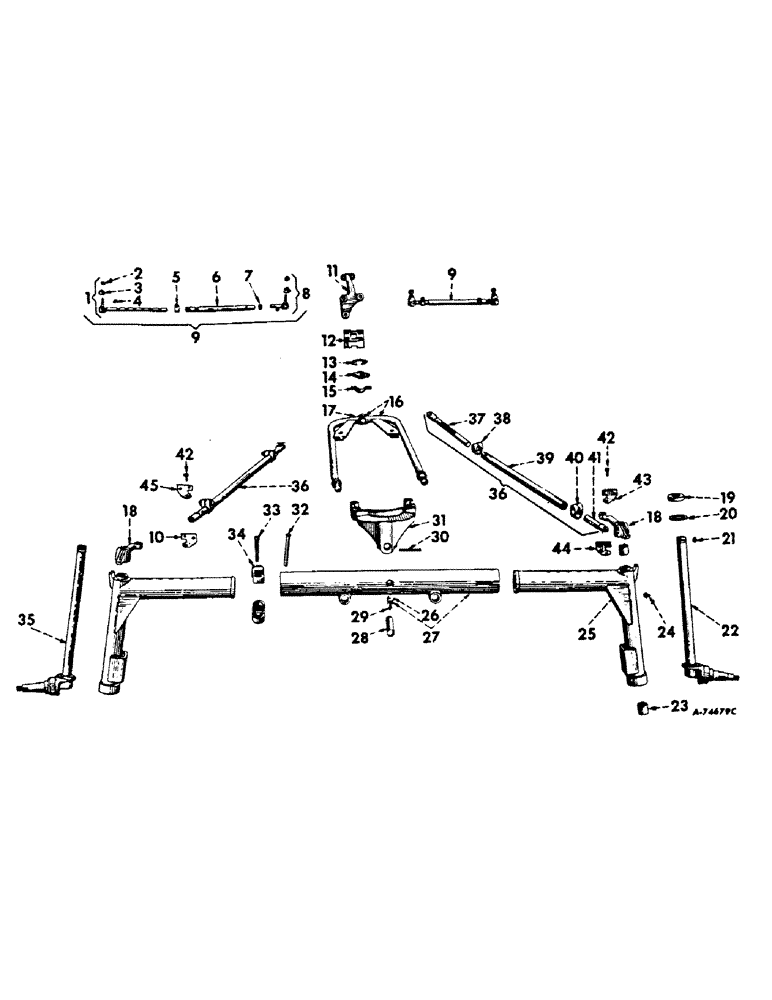 Схема запчастей Case IH 756 - (J-19) - STEERING MECHANISM, ADJUSTABLE FRONT AXLE AND CONNECTIONS, FARMALL HI-CLEAR TRACTORS Steering Mechanism