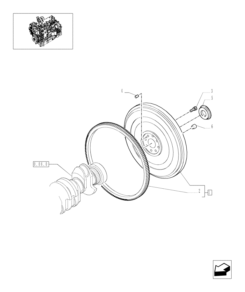 Схема запчастей Case IH PUMA 210 - (0.08.3) - FLYWHEEL (01) - ENGINE