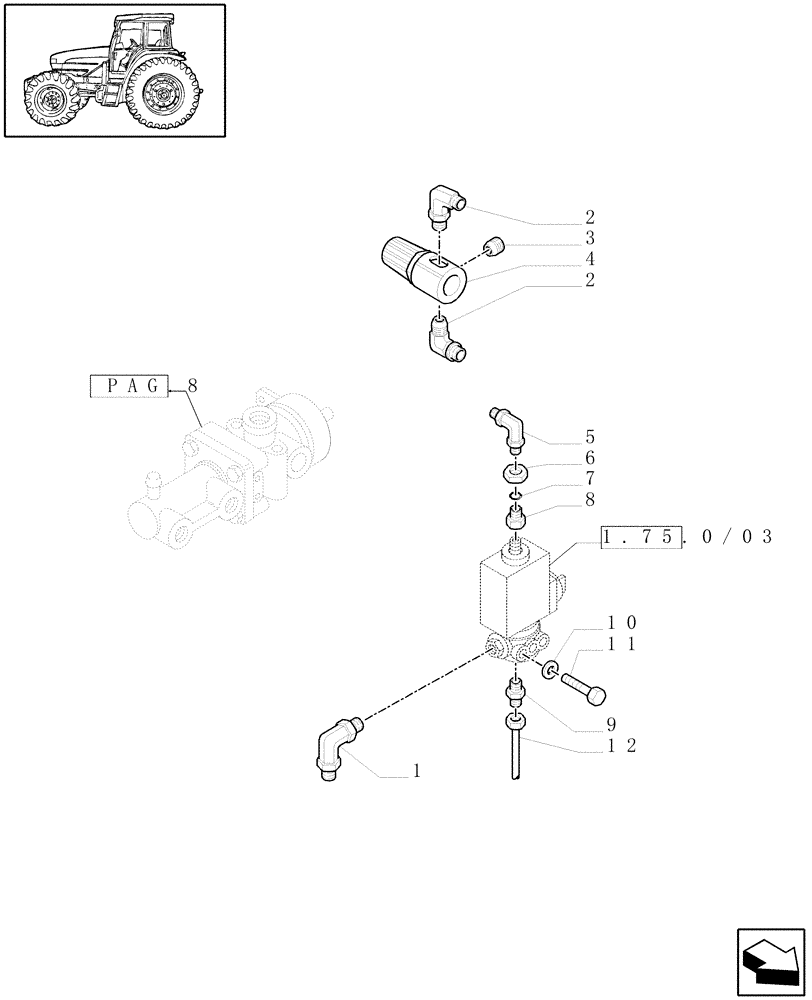 Схема запчастей Case IH MAXXUM 140 - (1.68.6[12]) - TRAILER AIR BRAKE - CONTROL VALVE AND RELEVANT PARTS (VAR.332737-333727-332737-339737-332739-333739) (05) - REAR AXLE