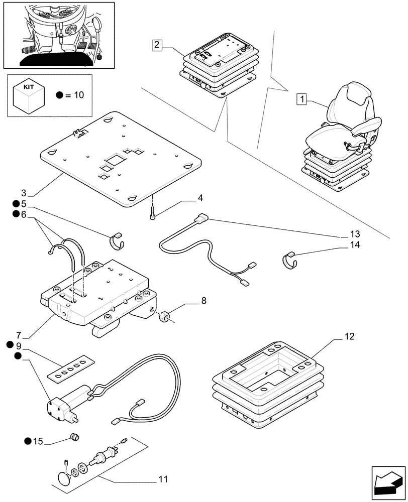Схема запчастей Case IH MAXXUM 115 - (1.93.3/ D[04]) - "GRAMMER" DELUXE SEAT W/AIR SPRING, W/BELTS AND W/SWITCH - BREAKDOWN - W/CAB (VAR.330710) (10) - OPERATORS PLATFORM/CAB