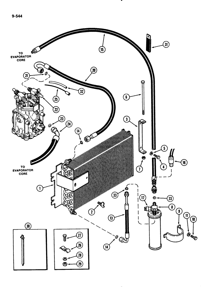 Схема запчастей Case IH 2294 - (9-544) - AIR CONDITIONING, CONDENSER AND RECEIVER-DRIER (09) - CHASSIS/ATTACHMENTS