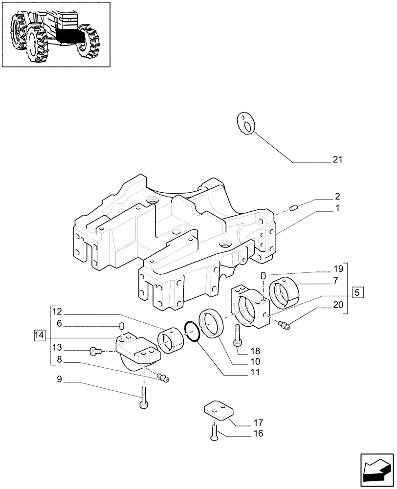 Схема запчастей Case IH JX1085C - (1.21.1/04) - (VAR.030) FRONT HPL W/PTO & BRAKES W/MECH. CONTROL - SUPPORT (03) - TRANSMISSION