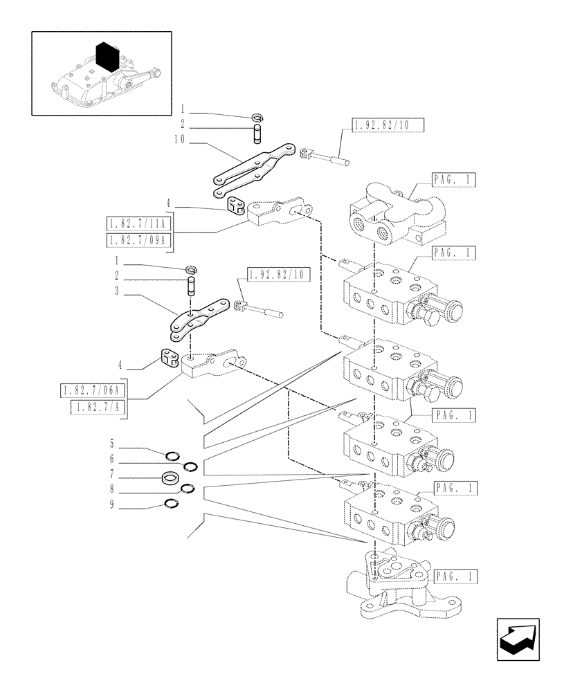 Схема запчастей Case IH JX1085C - (1.82.7/11[02]) - (VAR.165) 4 REAR REMOTE VALVES FOR MDC - RINGS - C5484 (07) - HYDRAULIC SYSTEM