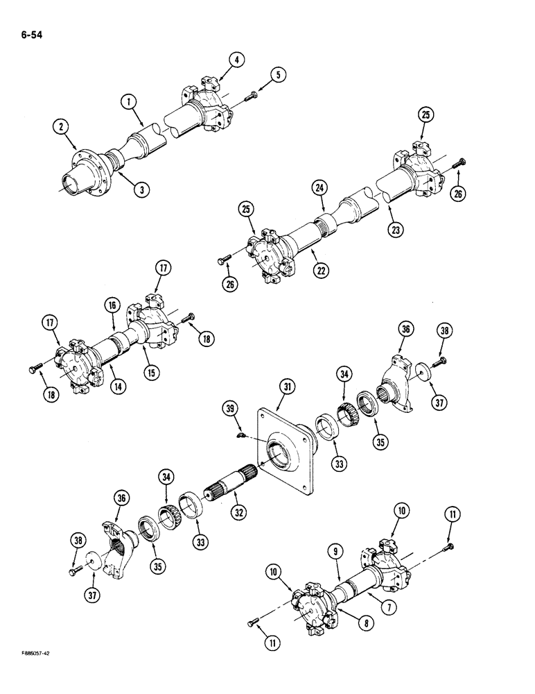 Схема запчастей Case IH 9180 - (6-54) - DRIVESHAFT ASSEMBLY (06) - POWER TRAIN