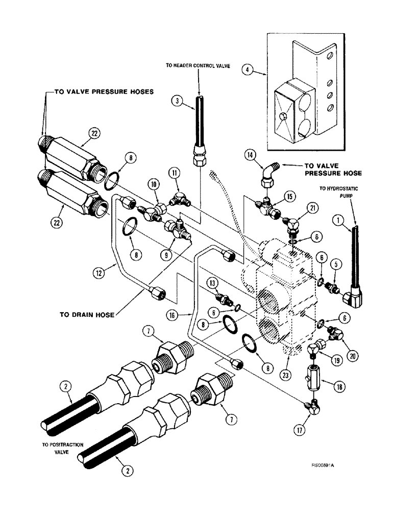 Схема запчастей Case IH 1680 - (5-30) - HYDRAULIC VALVE SYSTEM, POWER GUIDE AXLE, PRIOR TO P.I.N. JJC0044001 (04) - STEERING