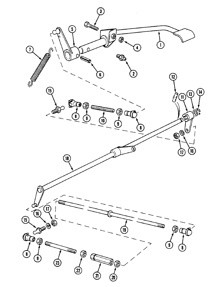 Схема запчастей Case IH 1594 - (3-38) - THROTTLE FOOT CONTROL, TRACTORS WITH CAB (03) - FUEL SYSTEM