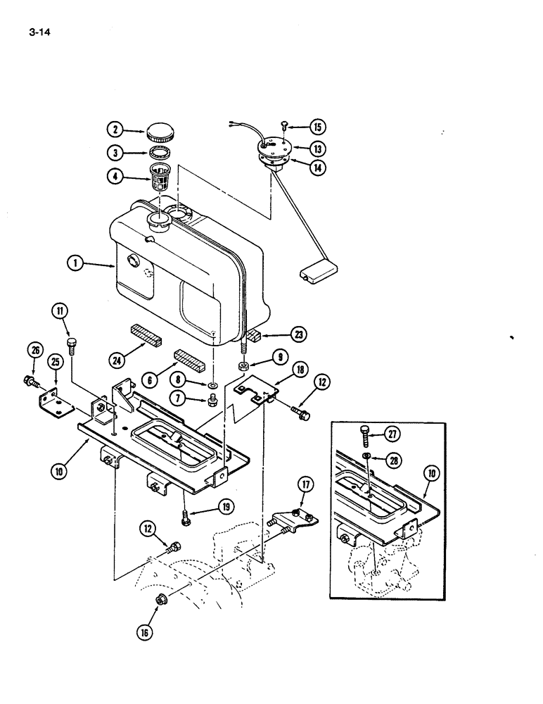 Схема запчастей Case IH 245 - (3-14) - FUEL TANK AND SUPPORTS (03) - FUEL SYSTEM