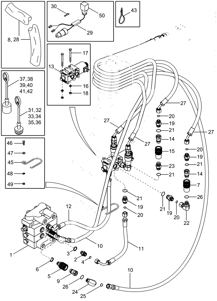 Схема запчастей Case IH LX232 - (08-05) - HYDRAULICS - JXC TRACTOR - MID MOUNT (3 FUNCTION STANDARD QUICK CONNECT) (08) - HYDRAULICS