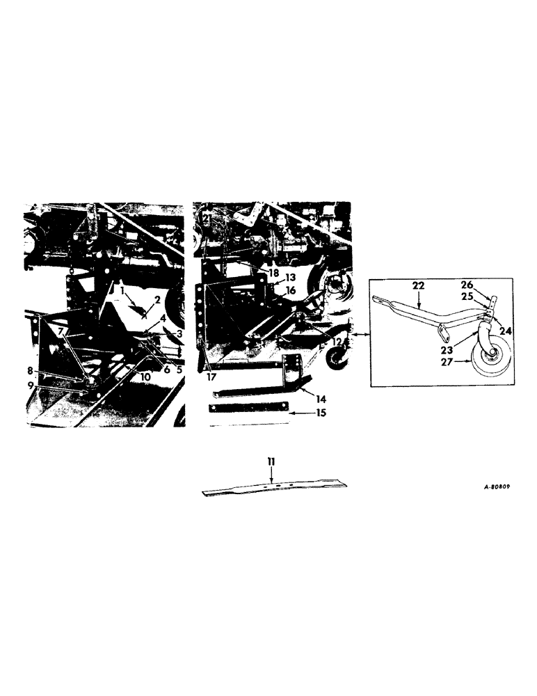 Схема запчастей Case IH C-1 - (H-2) - PLATFORM, SPINDLES, GUIDE WHEELS AND MID-MOUNTING PARTS 