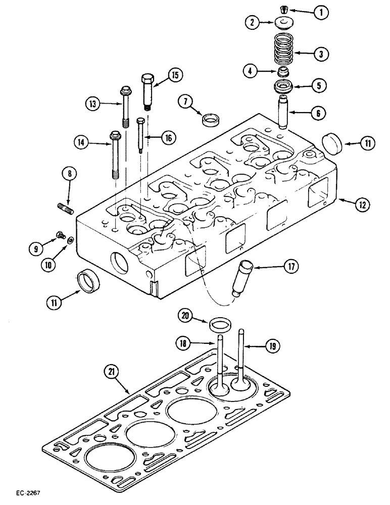 Схема запчастей Case IH 833 - (2-36) - CYLINDER HEAD (02) - ENGINE