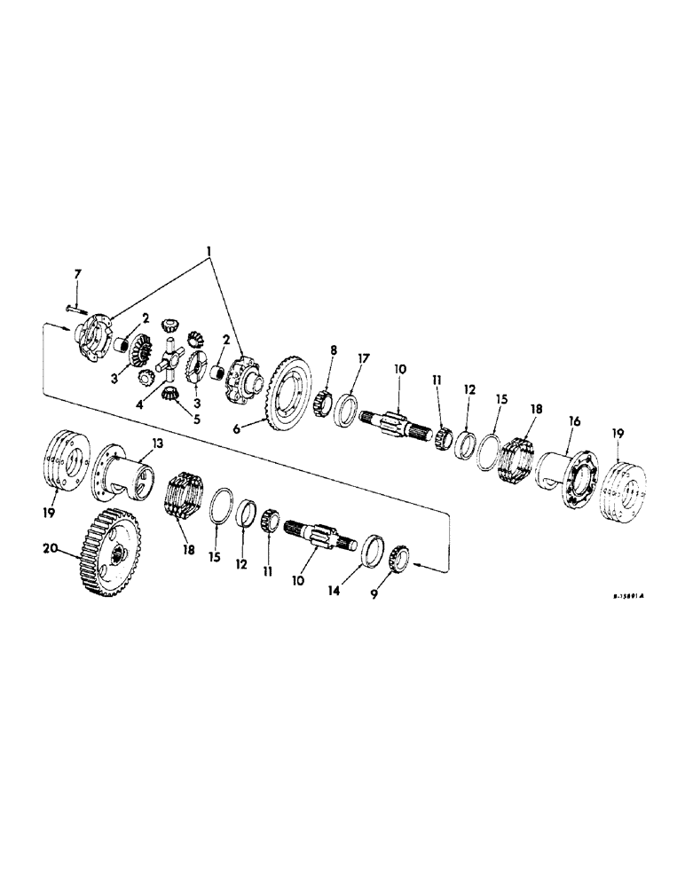 Схема запчастей Case IH 544 - (B-19) - POWER TRAIN, DIFFERENTIAL (03) - POWER TRAIN