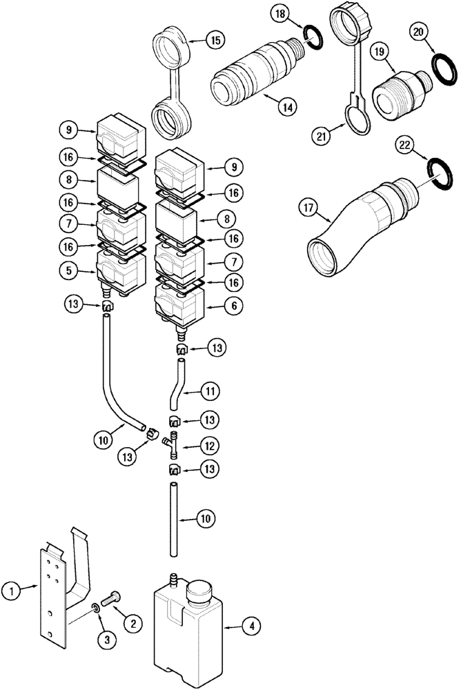 Схема запчастей Case IH MX135 - (08-37) - HYDRAULIC COUPLINGS AND COLLECTORS (08) - HYDRAULICS