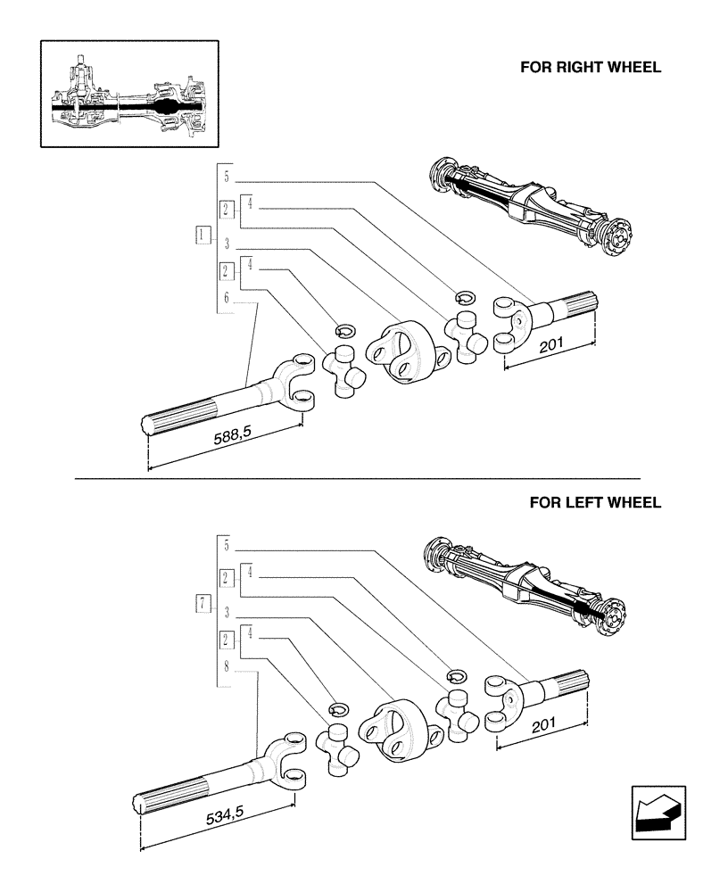 Схема запчастей Case IH JX1060C - (1.40.7/10A) - 4WD FRONT AXLE - DIFFERENTIAL SHAFT - BREAKDOWN (04) - FRONT AXLE & STEERING