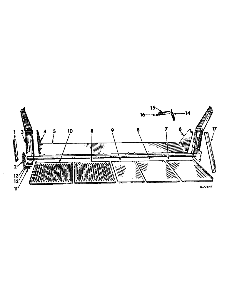 Схема запчастей Case IH 414 - (168) - BASKET PIVOT SHAFT AND BASKET SECTIONS (80) - CROP STORAGE/UNLOADING