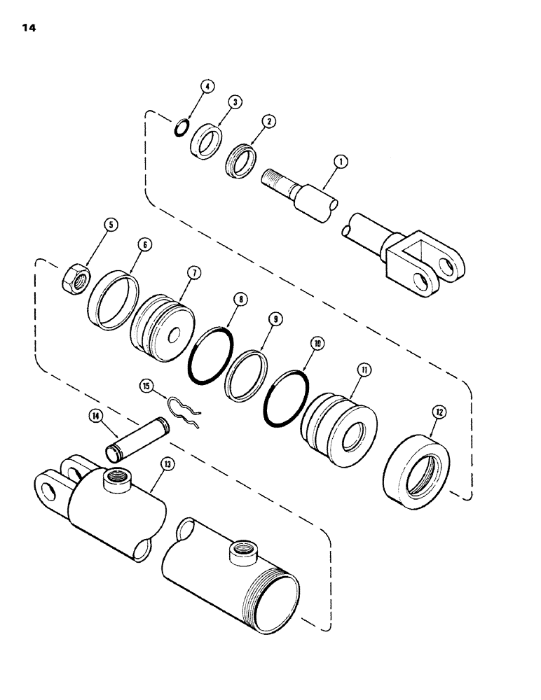 Схема запчастей Case IH K23B - (14) - CYLINDER 3 X 16 INCH (76.2 X 406.4 MM) 