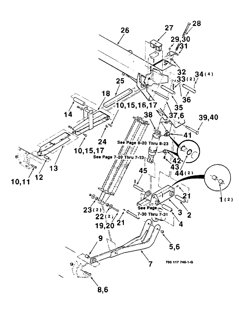 Схема запчастей Case IH 8370 - (7-18) - HEADER FRAME AND FLOTATION ASSEMBLY, LEFT, 14 FOOT (09) - CHASSIS